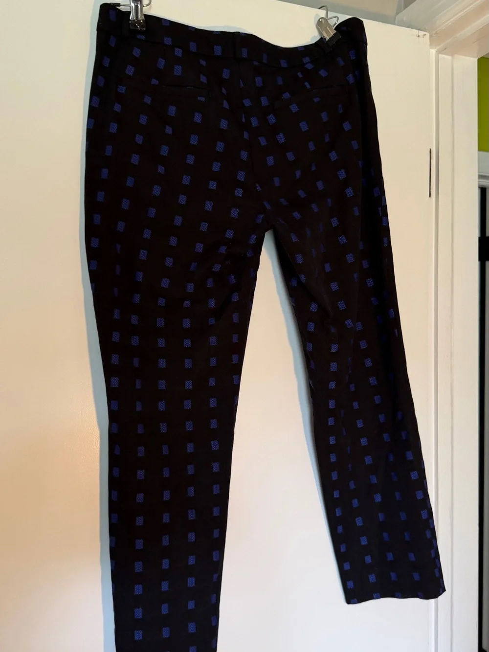 Navy & Royal Blue Box Pattern Women’s Trouser- Banana Republic Sloan Fit